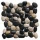 Polished Black & White Pebble Tile, 12x12, Natural Stone for Showers & More