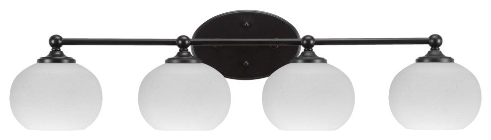 Capri 4-Light Bath Bar, Matte Black/White Muslin