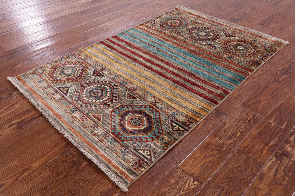 Super Kazak Khorjin Handmade Wool Rug 3' 3" X 5' 1" - Q12326