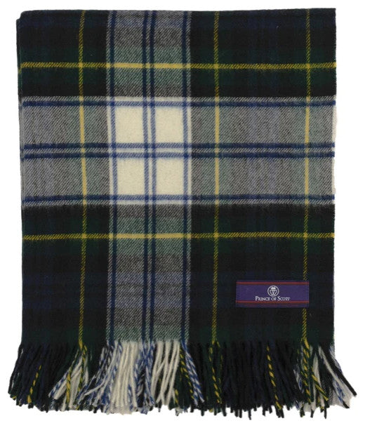 Prince of Scots Highland Tartan Tweed Merino Wool Throw, Dress Gordon
