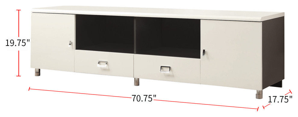 TV Console with 2 Drawers, White and Gray