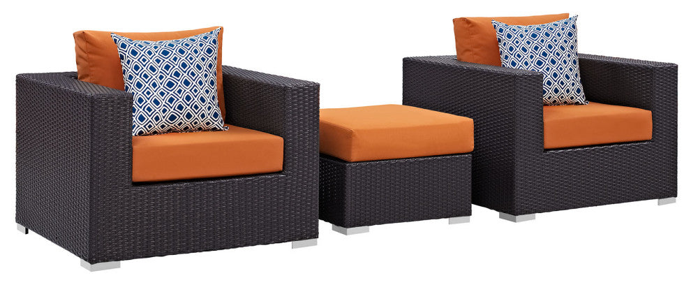 Espresso Orange Convene 3-Piece Outdoor Patio Sofa Set
