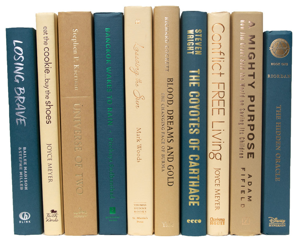 Decorative Books - Sand Dune Book Bundle - 1 foot of Blue and Tan Books