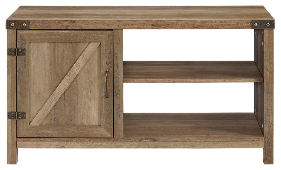 44" Rustic Farmhouse Barn Door Console, Rustic Oak