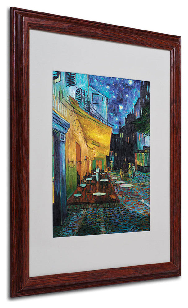 'Cafe Terrace' Matted Framed Canvas Art by Vincent van Gogh
