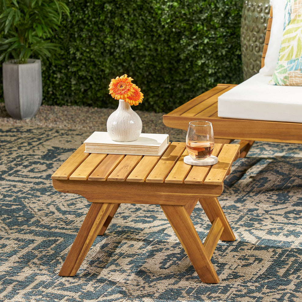 Kailee Outdoor Wooden Side Table, Teak