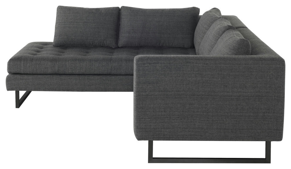 Janis Dark Grey Tweed Fabric Sectional Sofa, HGSC524