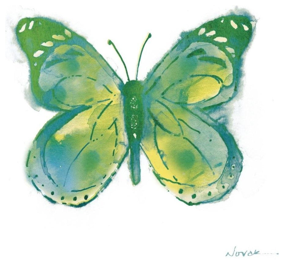 "Birdsong Garden Butterfly I on White" Paper Print by Shirley Novak, 26"x26"