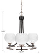 Paramount 3-Light Chandelier, Matte Black & Brushed Nickel, 5.75" White Marble