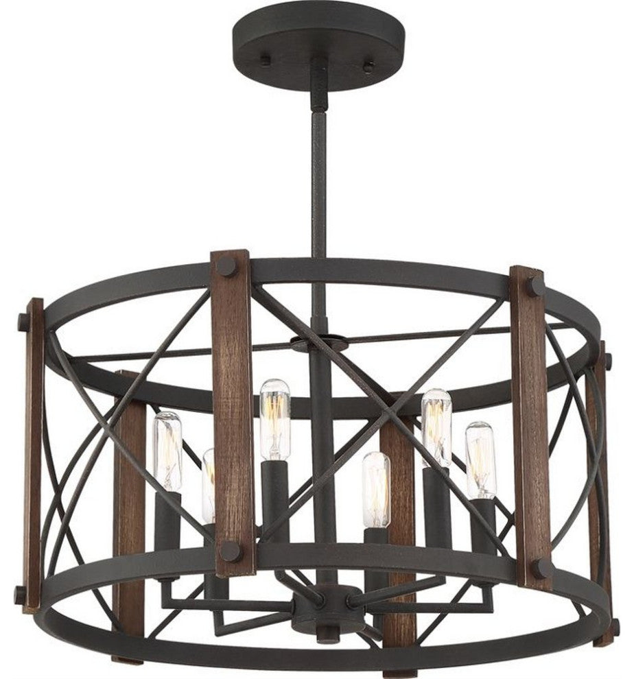 Baron 6-Light Semi-Flush Mount, Marcado Black