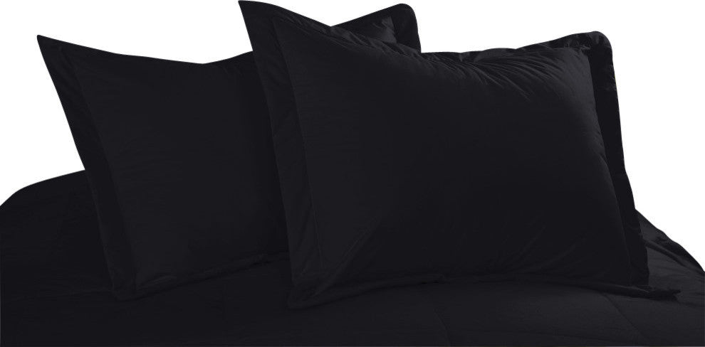 Cottonpure Colors All Natural 100% Cotton Pillow Sham, Black, Standard