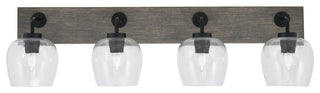 Oxbridge, Bath Bar, Matte Black & Painted Distressed Metal, 6" Clear Bubble