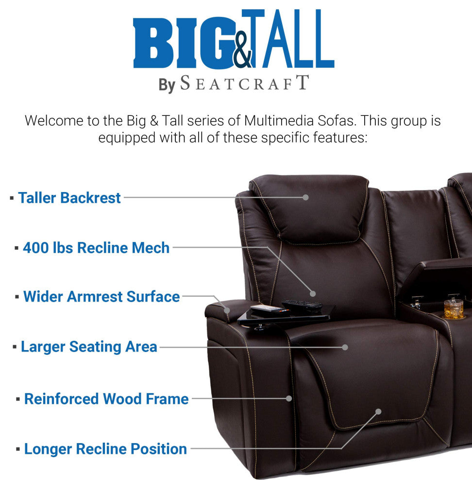 Seatcraft Colosseum Home Theater Seating, Brown, Loveseat