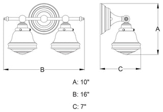 Vaxcel Lighting W0452 Huntley 2 Light 16"W Vanity Light - Natural Brass