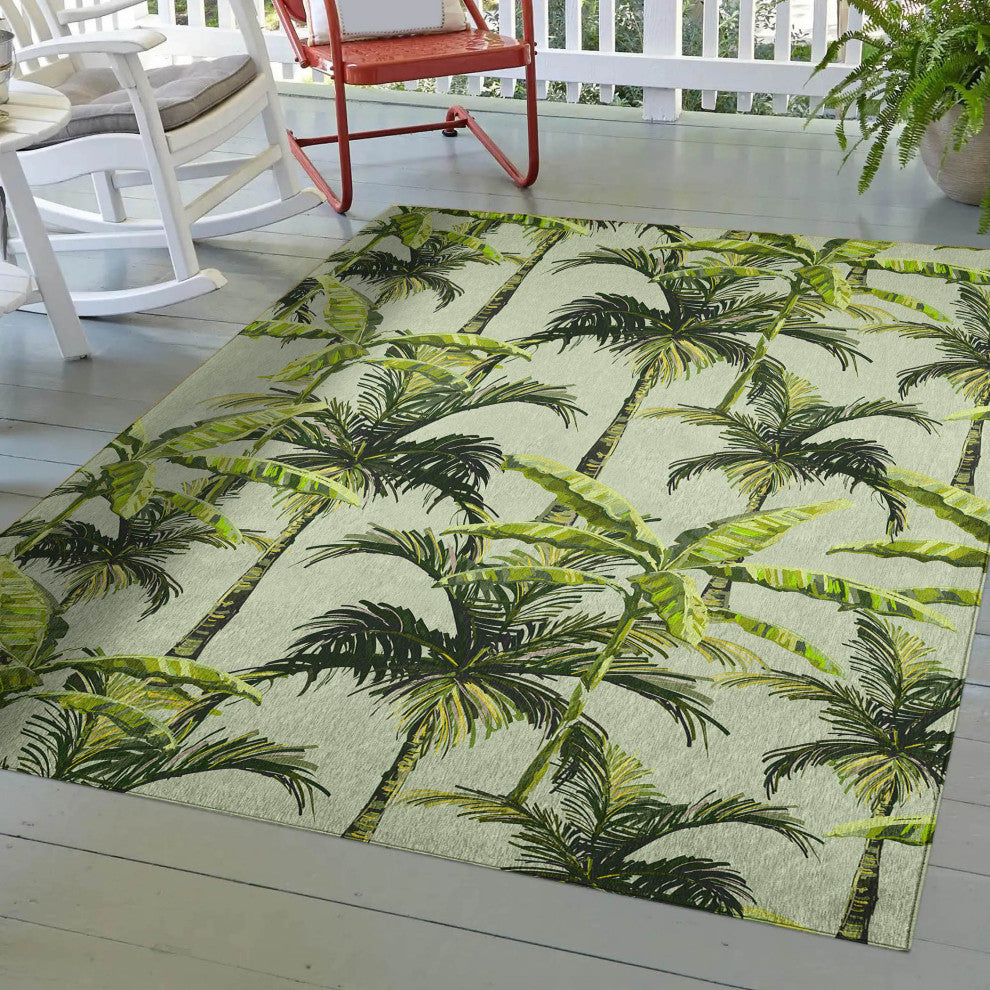 Indoor/Outdoor Tropics TC10 Aloe Machine Washable 3' x 5' Rug