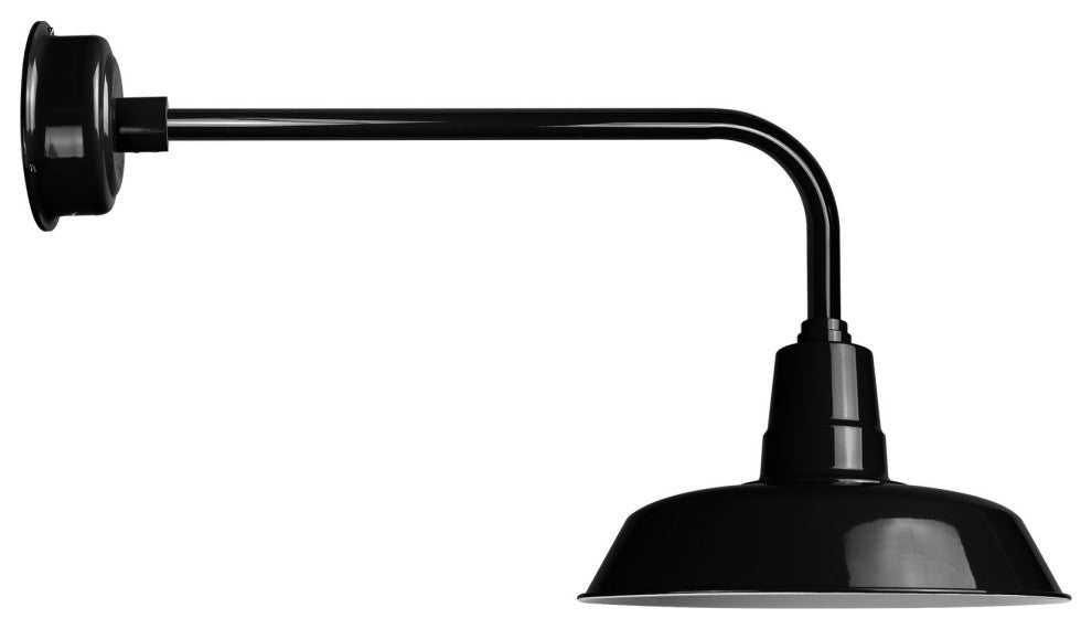 14" Vintage LED Wall Light With Traditional Arm, Black