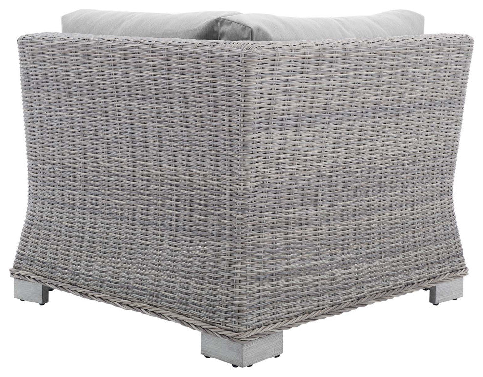Sofa Corner Chair, Sunbrella, Rattan, Wicker, Gray, Modern, Outdoor Patio