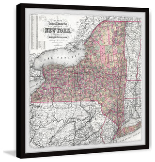 "NY City Map" Framed Painting Print, 18x18