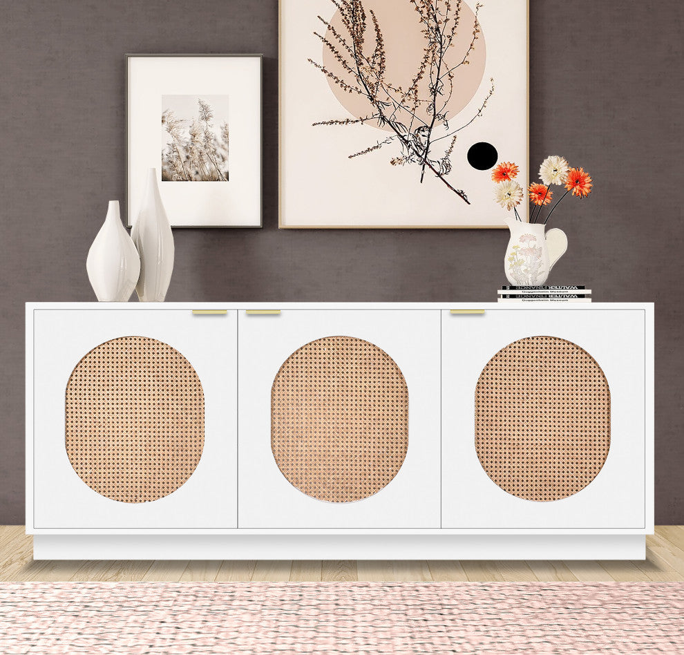 Cane Sideboard/Buffet, White