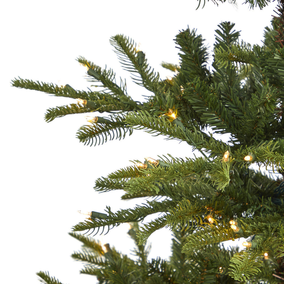 6' Layered Washington Spruce Faux Xmas Tree W/ Clear Lights & Bendable Branches