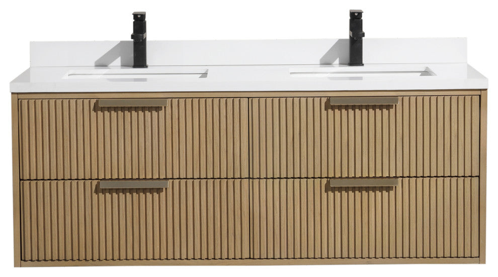 Ari Kitchen and Bath San Diego Bath Vanity, Oak, 55", Floating