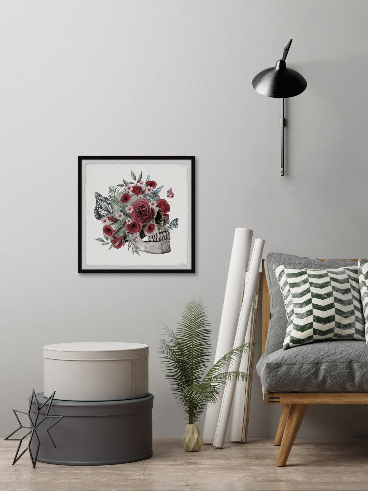 "Poppies and Peonies" Framed Painting Print, 18x18