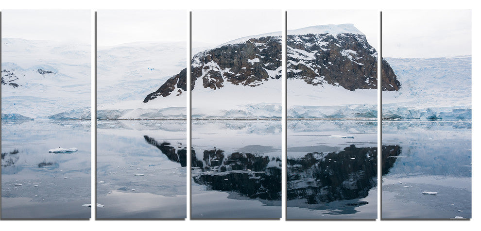 Snowcap Hill in Antarctica, Seashore Canvas Art Print, 60"x28", 5 Panels