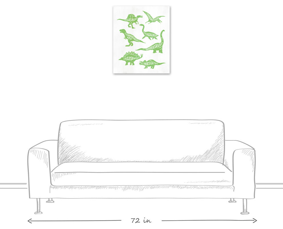 Green Dinosaurs 20x24 Canvas Wall Art