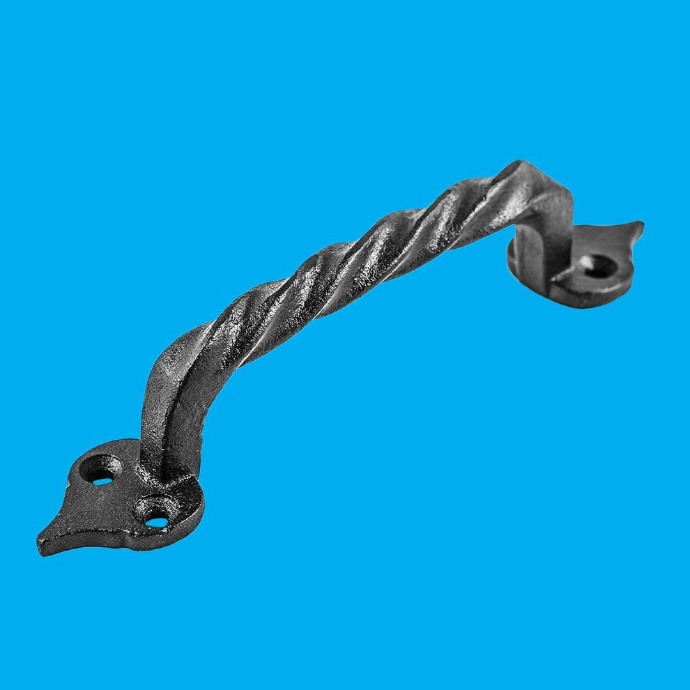 Twisted Black Wrought Iron Cabinet Door Drawer Pull 5 7/8" Total Length