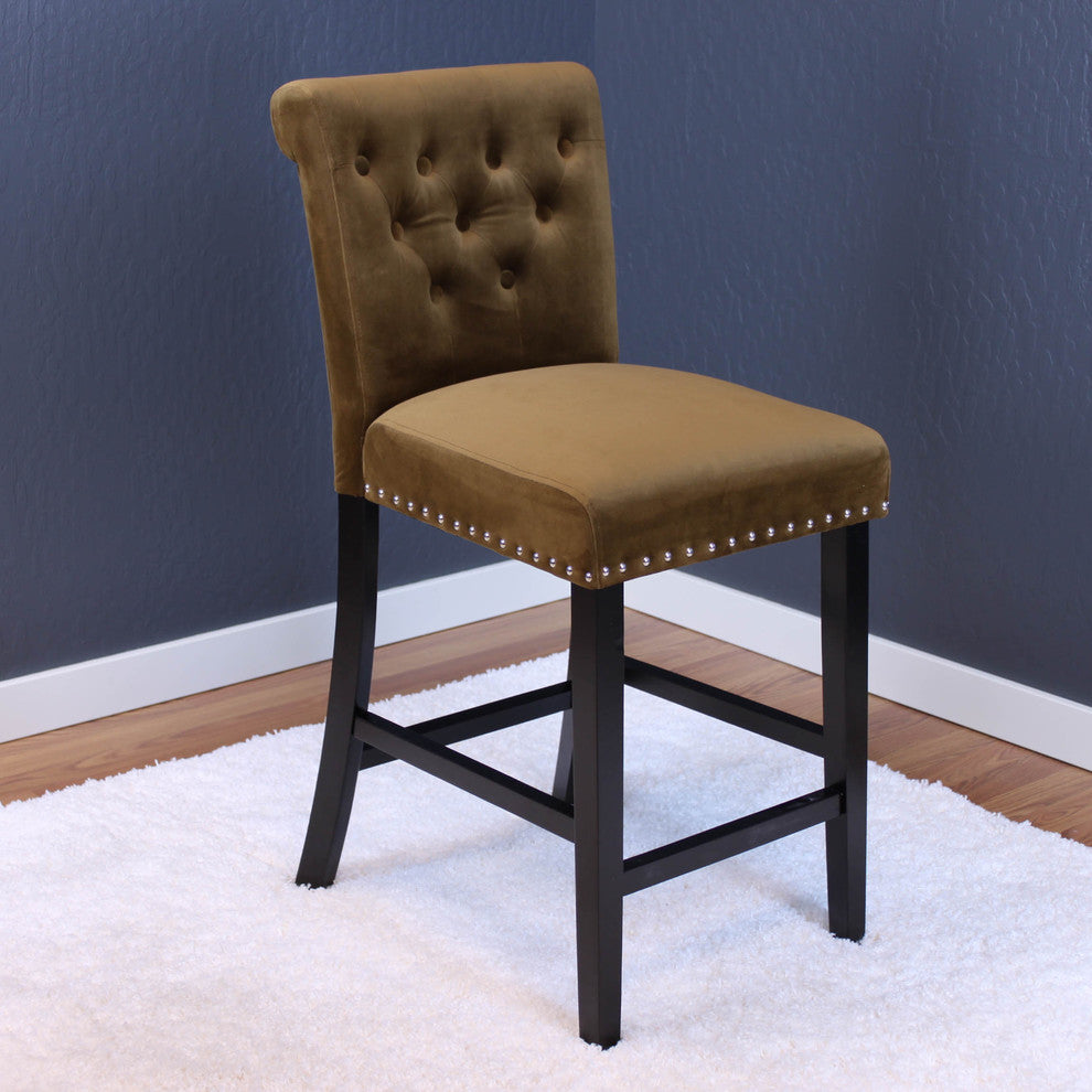Markelo Velvet Counter Chairs, Set of 2, Brown Sugar