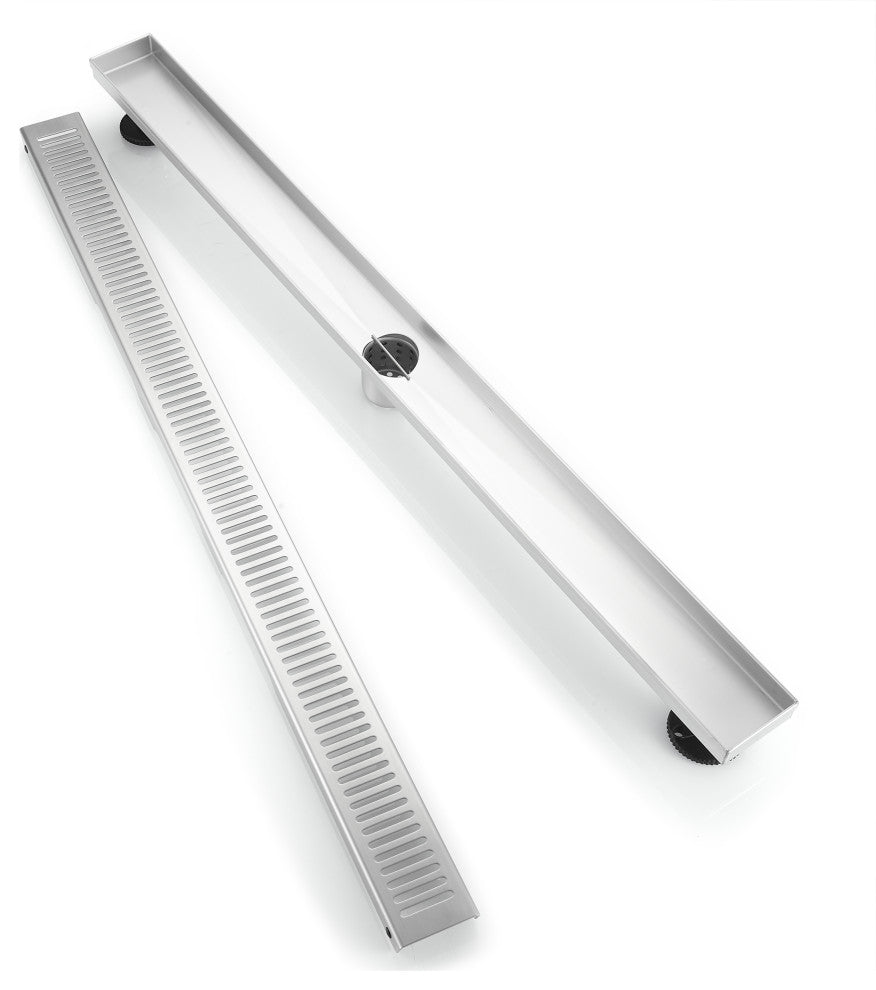 Stainless Steel Rectangular Linear Shower Floor Drain, Brushed Nickel, 36"
