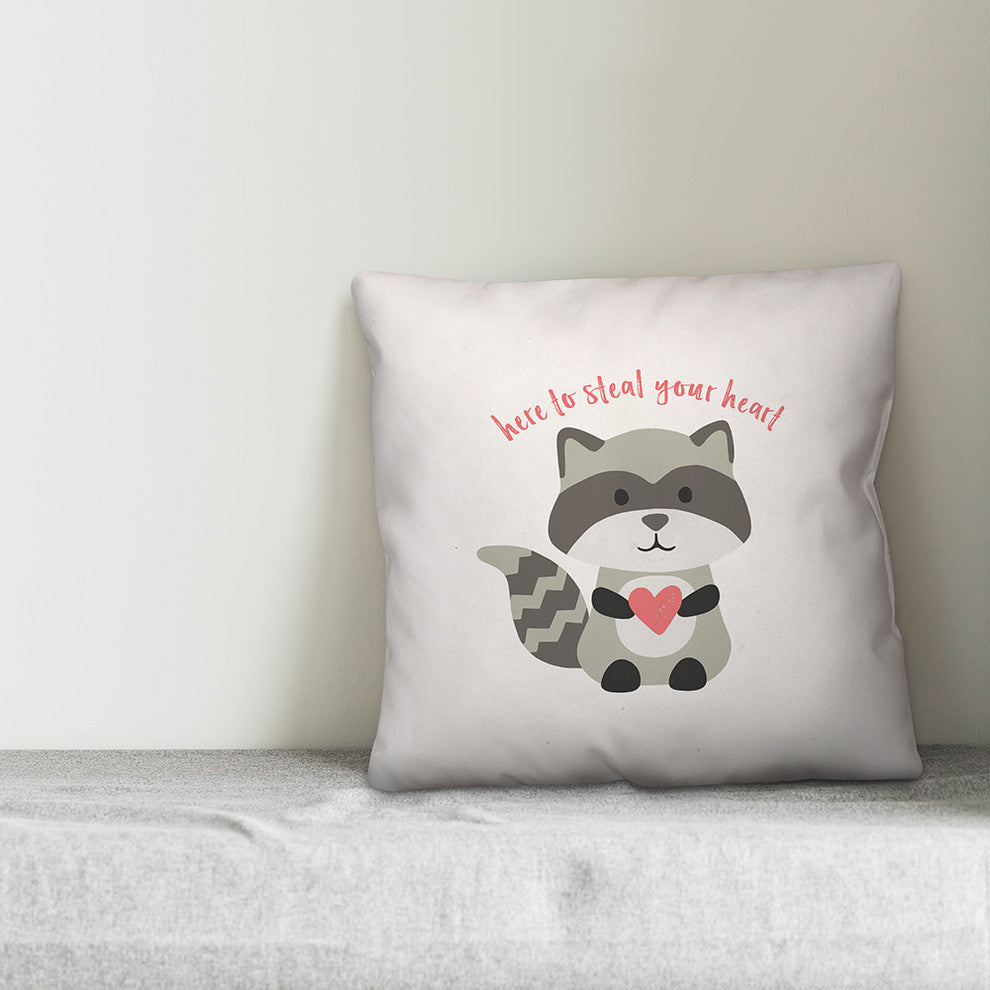 Steal Your Heart Raccoon 20x20 Throw Pillow