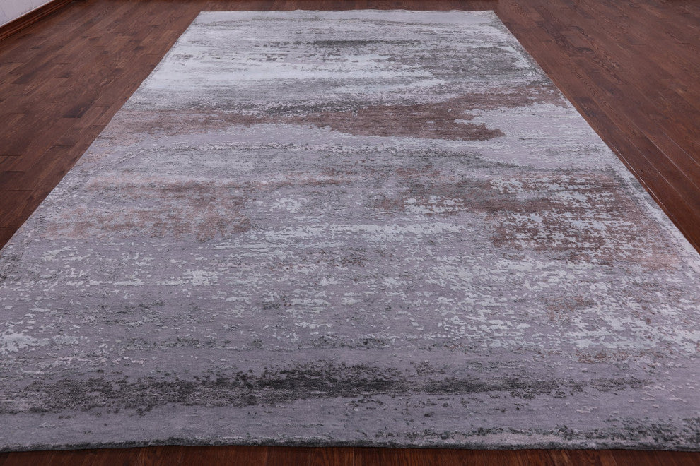 Abstract Wool and Silk Hand-Knotted Rug 10' 0" X 14' 2" Q11814