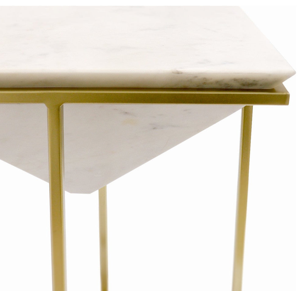 Pasargad Home Perama Marble and Stainless Steel Side Table