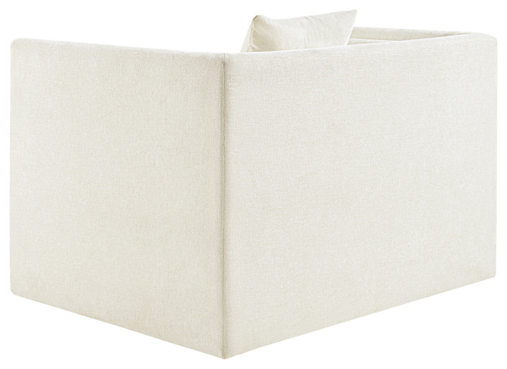 Everett Upholstered Chair, Cream, Chenille Fabric
