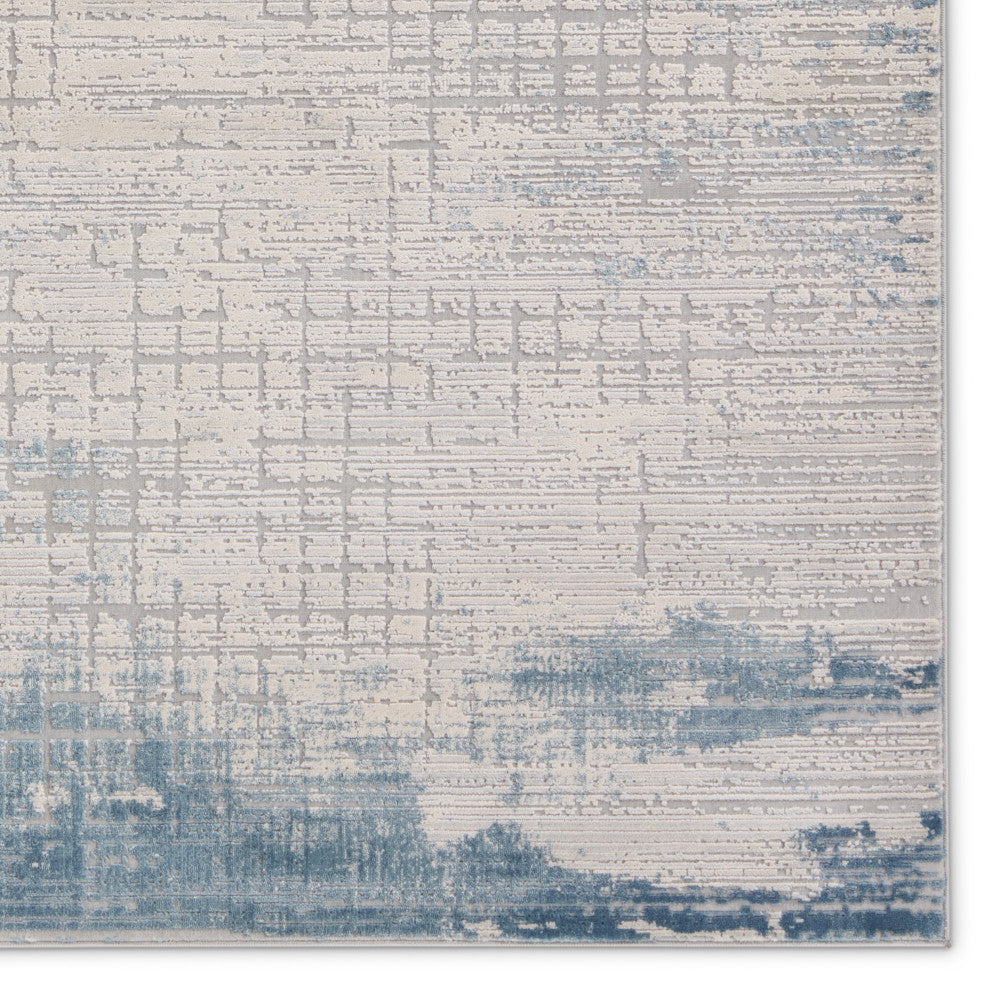 Chamisa Abstract Cream/ Blue Runner Rug 2'6"X10'