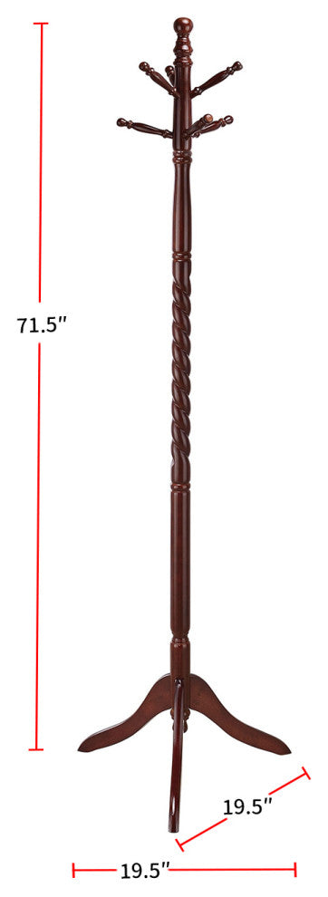 Wooden 2-Tier Coat Rack, Merlot