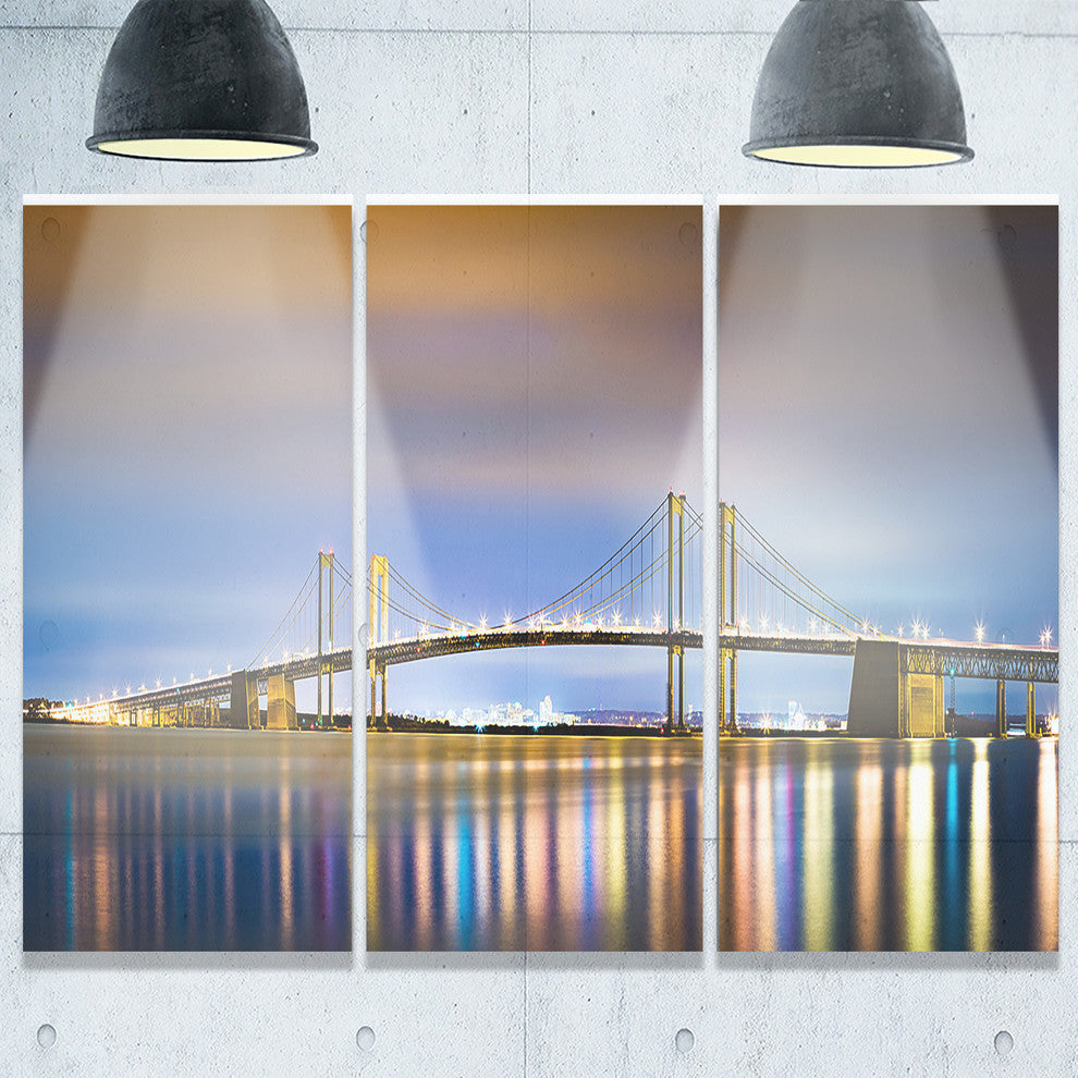 "Delaware Memorial Bridge Panorama" Metal Wall Art, 3 Panels, 36"x28"