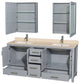 Wyndham WCS141472DGYIVUNSMED 72 inch Vanity in Gray with Ivory Marble and Square