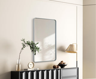 Home Living Contour Metal Rectangle Mirror 30x48, Silver