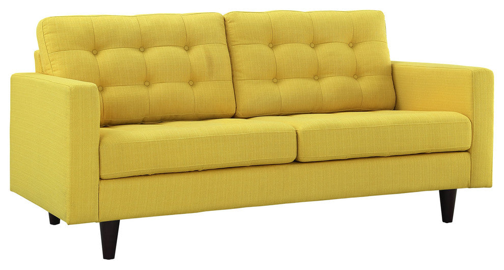 Modern Contemporary Loveseat, Yellow Fabric