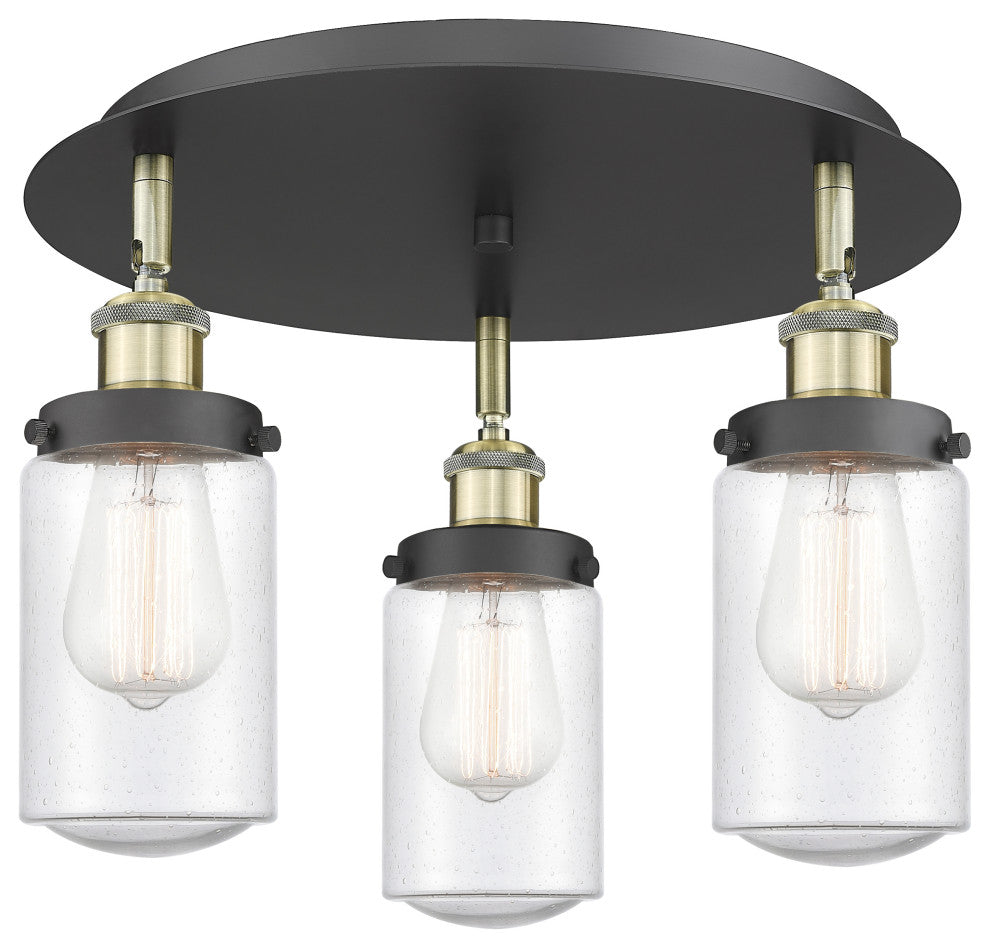 Innovations Dover 3 16.25" Flush Mount Black Antique Brass