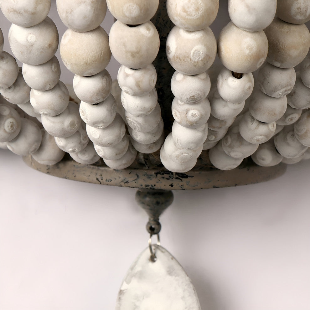 Donostia | Retro Blue/White Wooden Bead Wall Lamp, White