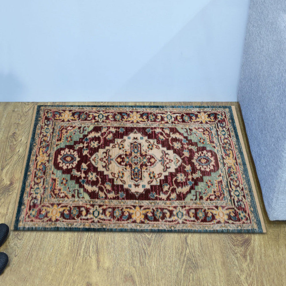 Machine Made Polyester Durable Indoor Outdoor Washable Oriental Pattern Footmat