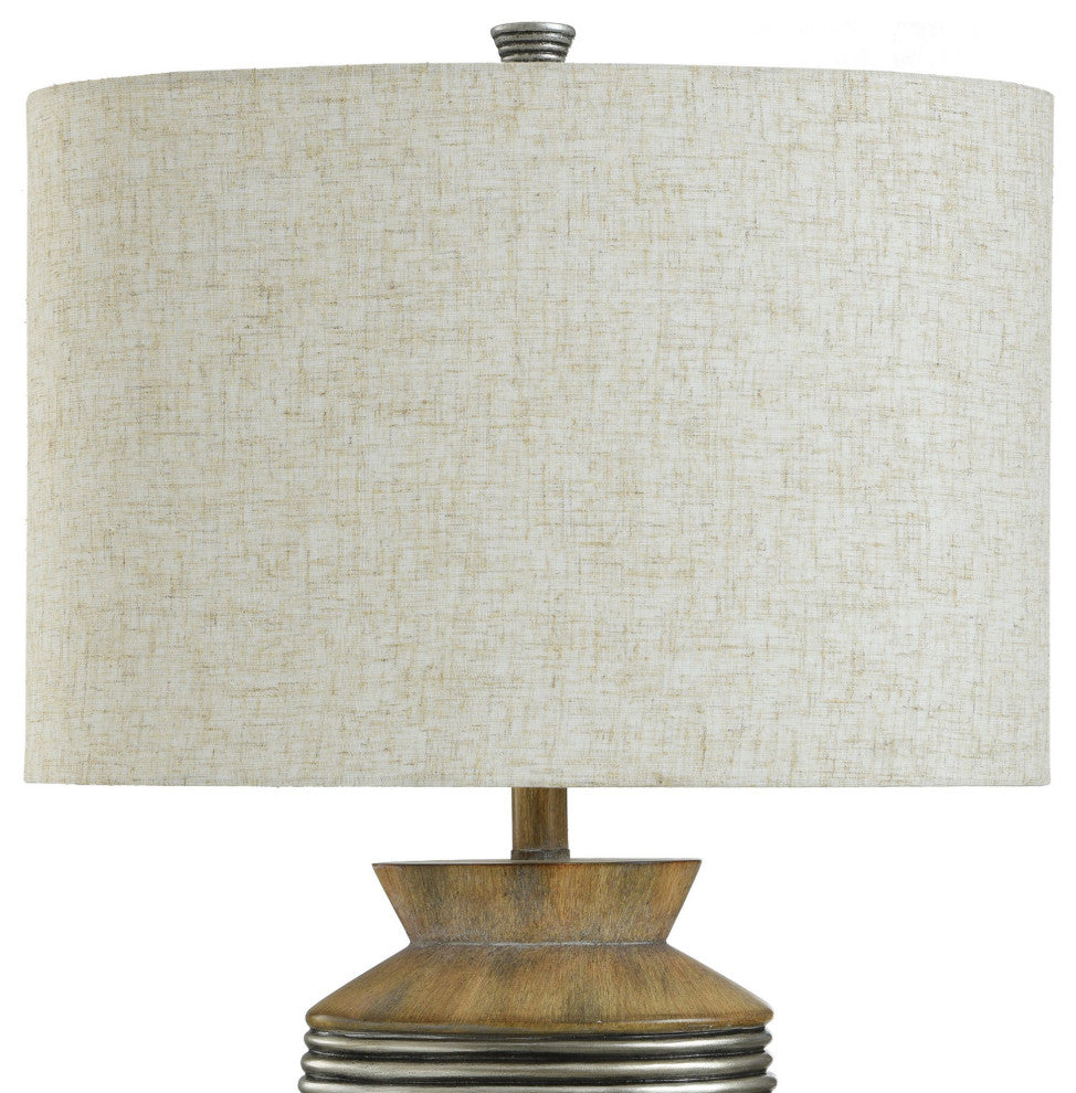Haver Hill Table Lamp Brushed Brown and Gold Polyresin Body Oatmeal Shade