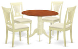 5 Pc Kitchen Set -Dining Table, 4 Wooden Kitchen Chairs In Buttermilk, Cherry