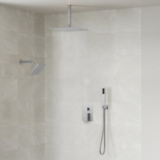 Dual Heads 3-Functions Shower System with Pressure Balancing Rough-In Valve, Brushed Nickel