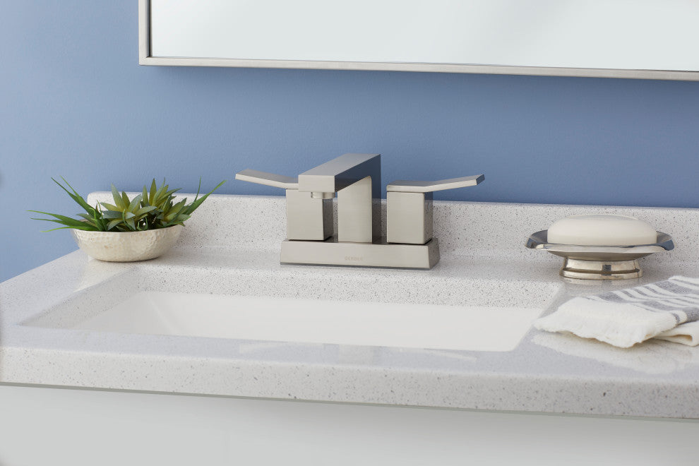 Avian Two Handle Centerset Lavatory Faucet, Brushed Nickel