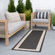 Elgin Transitional Striped Border Black/Cream Indoor/Outdoor Runner Rug, 2'x7'