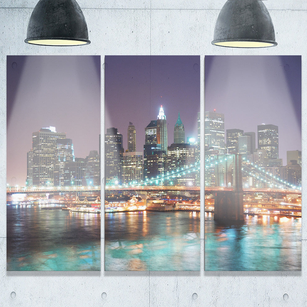 "New York City Manhattan Skyscrapers" Metal Wall Art, 3 Panels, 36"x28"
